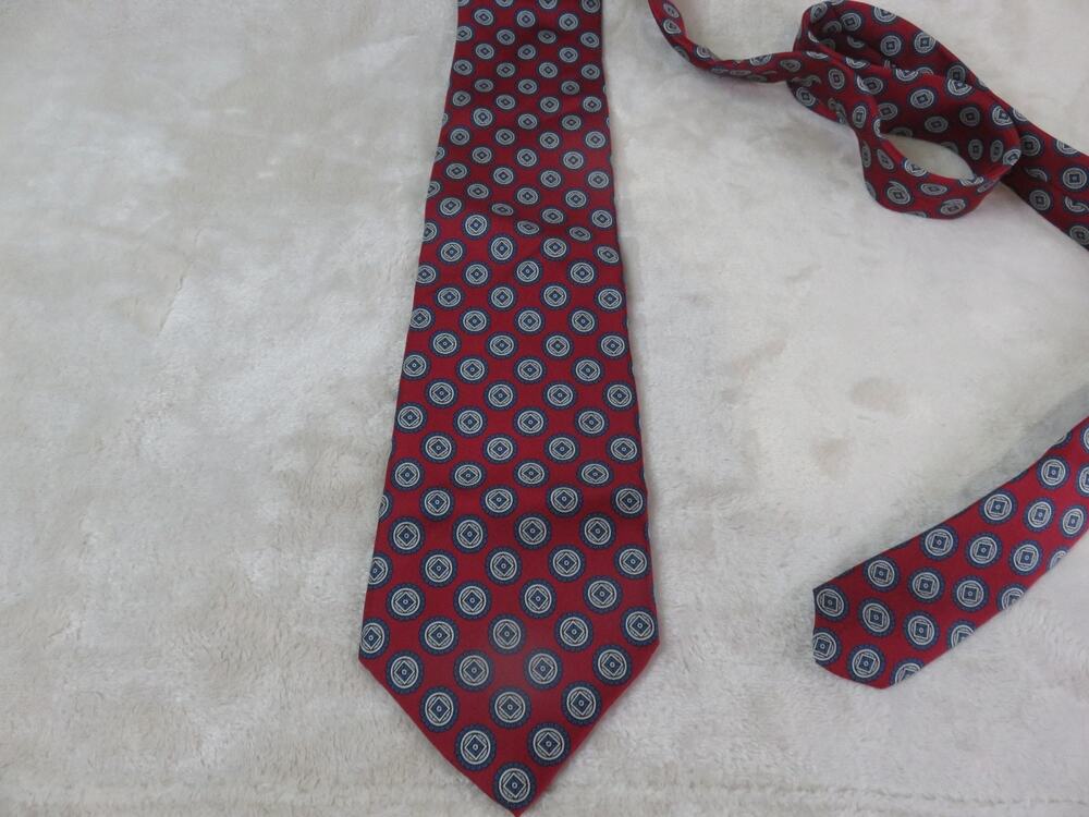 Vintage Bert Pulitzer Tie All Silk Red Geometric Floral 4"x58" Designer
